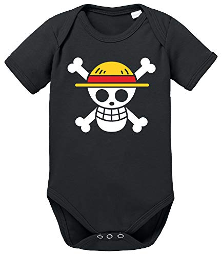 Logo Straw Hat One Baby Strampler Piece Bio Baumwolle Body Jungen & Mädchen 0-12 Monate, Größe:56/0-2 Monate, Farbe:Schwarz von Tee Kiki