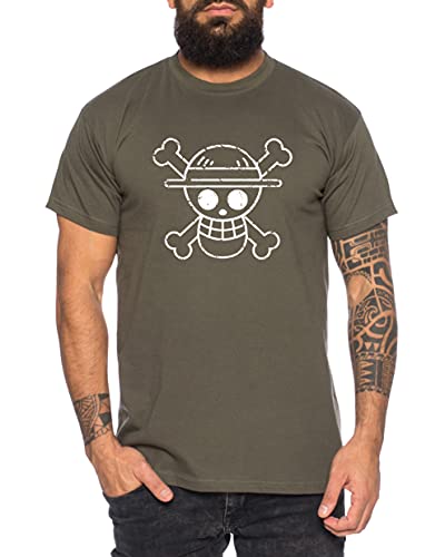 Logobruch Zorro One Manga Herren Ruffy T-Shirt Anime Piece, Größe:L, Farbe:Khaki von Tee Kiki