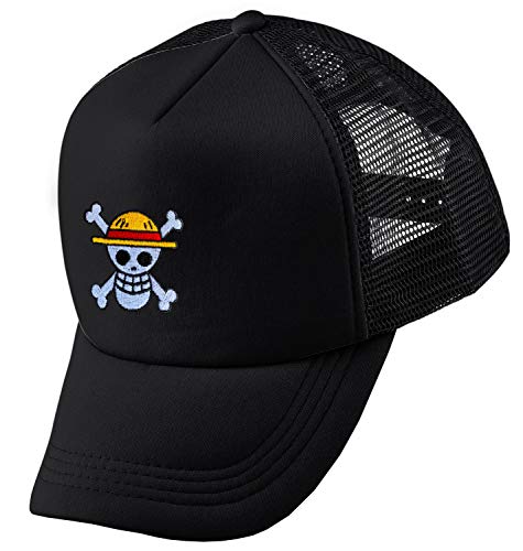 Luffy Monkey D. Mütze Ruffy Baseball Cap Basecap Zoro One Unisex Kappe Snapback Lysop Piece, Farbe:Schwarz von Tee Kiki