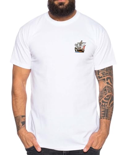 Merry Boat Straw Hat Besticktes Herren T-Shirt - Manga Luffy Pirat Anime One, Farbe:Weiß, Größe:3XL von Tee Kiki