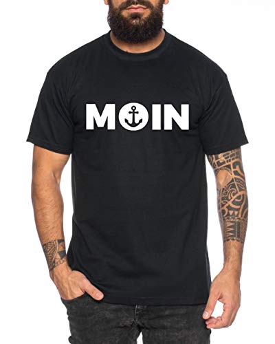 Moin Anker Herren T-Shirt Cooles lustiges Fun-Shirt, Farbe:Schwarz, Größe:XL von Tee Kiki