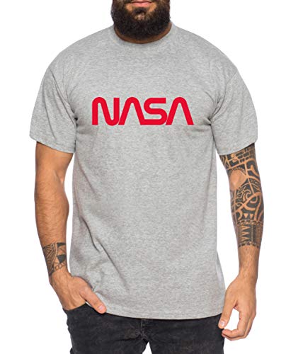 NASA Worm - Herren T-Shirt Astronaut Space Rocket Moon Insignia Space Raumfahrt Astronaut Nerd, Farbe:Dunkelgrau Meliert, Größe:4XL von Tee Kiki