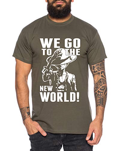 New World Zorro One Manga Herren Ruffy T-Shirt Anime Piece, Größe:M, Farbe:Khaki von Tee Kiki