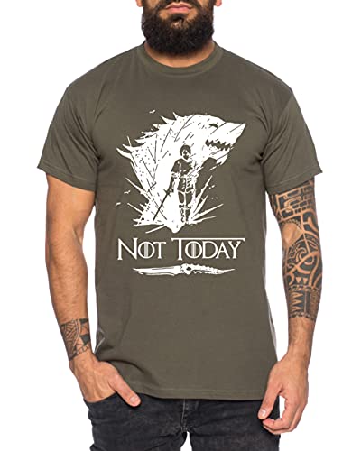 Not Today II - Herren T-Shirt Targaryen Thrones Game of stark Lannister Baratheon Daenerys Khaleesi tv blu-ray DVD, Größe:M, Farbe:Khaki von Tee Kiki