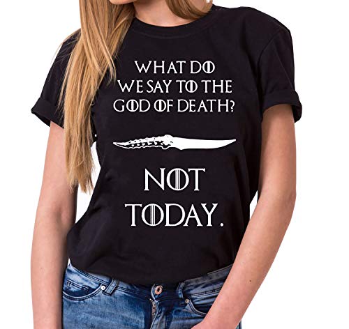 Not Today III - T-Shirt Damen Targaryen Thrones Game of stark Lannister Baratheon Daenerys Khaleesi tv blu-ray DVD, Farbe:Schwarz, Größe:M von Tee Kiki