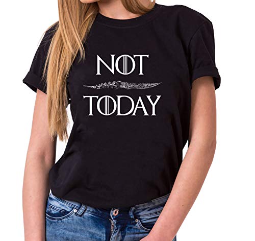 Not Today - T-Shirt Damen Targaryen Thrones Game of stark Lannister Baratheon Daenerys Khaleesi tv blu-ray DVD, Farbe:Schwarz, Größe:M von Tee Kiki