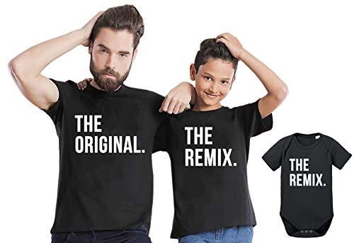 Original Remix - Partner - T-Shirt Vater Sohn Papa Kind Baby Strampler Body Partnerlook, Größe:110-116, T-Shirts:Kinder T-Shirt Schwarz von Tee Kiki