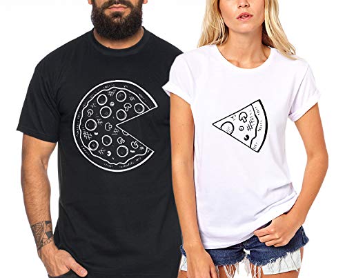 Pizza - Partner-T-Shirt Damen und Herren - 2 Stück - Couple-Shirt Geschenk Set für Verliebte - Partner-Geschenke - Bestes Geburtstagsgeschenk - Partnerlook von Tee Kiki