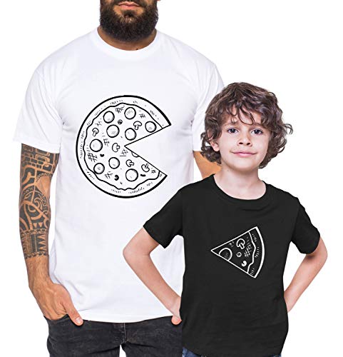 Pizza - Partner - T-Shirt Vater Sohn Papa Kind Baby Strampler Body Partnerlook, Größe:152-164, T-Shirts:Kinder T-Shirt Schwarz von Tee Kiki