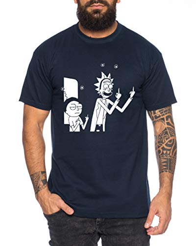 RM Finger Herren T-Shirt Morty dan Sanchez Mr Rick Meeseeks Harmon, Farbe:Dunkelblau, Größe:M von Tee Kiki