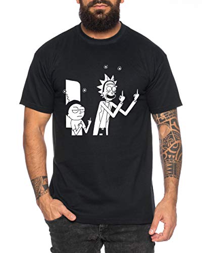 RM Finger Herren T-Shirt Morty dan Sanchez Mr Rick Meeseeks Harmon, Farbe:Schwarz, Größe:L von Tee Kiki