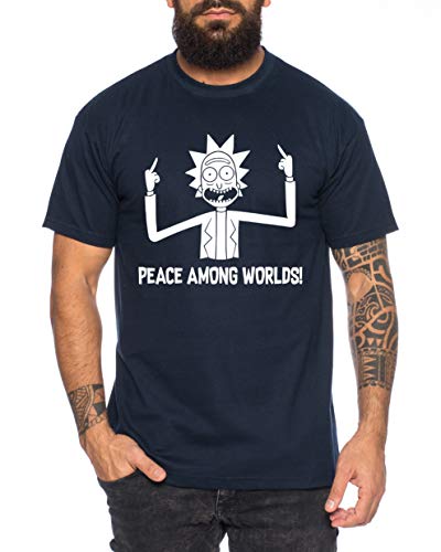 Rick Peace Herren T-Shirt Morty dan Sanchez Mr Rick Meeseeks Harmon, Farbe:Dunkelblau, Größe:L von Tee Kiki