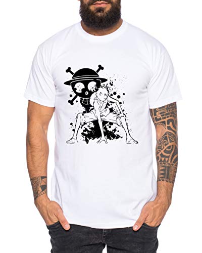 Ruffy Angry Zorro Gear One Manga Herren 2 Ruffy T-Shirt Anime Piece, Größe:L, Farbe:Weiß von Tee Kiki