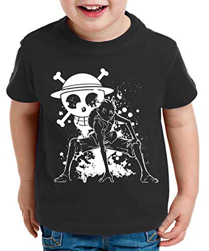 Ruffy Angry Zorro One Manga Kinder T-Shirt Anime Piece, Kinder T-Shirt Größe:134-146 (9-11 Jahre), Kinder Farben:Schwarz von Tee Kiki