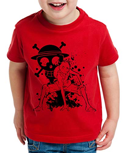 Ruffy Angry Zorro One Manga Kinder T-Shirt Anime Piece, Kinder T-Shirt Größe:152-164 (12-14 Jahre), Kinder Farben:Rot von Tee Kiki