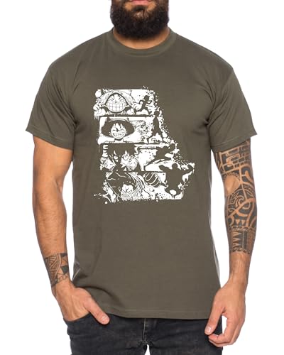 Ruffy Evolution Straw Hat Herren T-Shirt - Manga One Pirat Anime, Farbe:Khaki, Größe:XXL Ruffy Evolution Straw Hat Herren T-Shirt - Manga One Pirat Anime, Farbe:Khaki, Größe:XXL von Tee Kiki