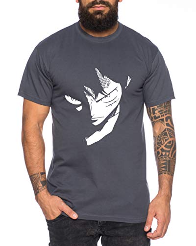 Ruffy Face Zorro One Manga Herren Ruffy T-Shirt Anime Piece, Farbe:Dunkelgrau, Größe:XXL von Tee Kiki