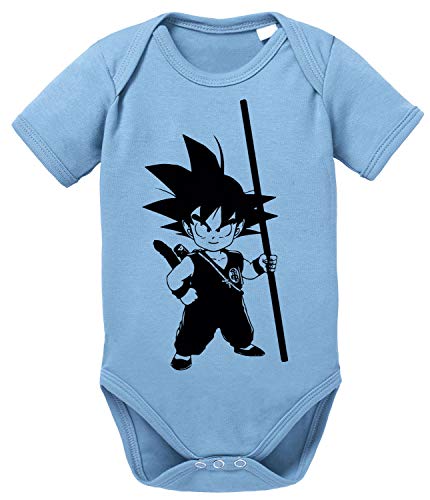 SO Dragon Son Baby Ball Goku Strampler Bio Baumwolle Body Jungen & Mädchen 0-12 Monate, Größe:56/0-2 Monate, Farbe:Babyblau von Tee Kiki