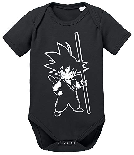 SO Dragon Son Baby Ball Goku Strampler Bio Baumwolle Body Jungen & Mädchen 0-12 Monate, Größe:56/0-2 Monate, Farbe:Schwarz von Tee Kiki