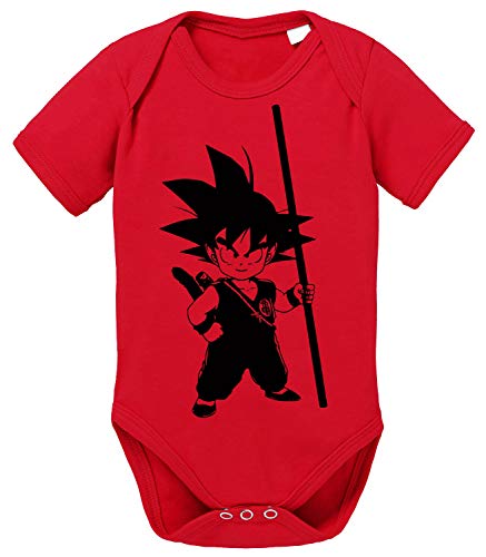 SO Dragon Son Baby Ball Goku Strampler Bio Baumwolle Body Jungen & Mädchen 0-12 Monate, Größe:74/7-9 Monate, Farbe:Rot von Tee Kiki