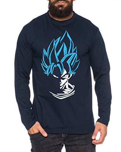 SS Herren Longsleeve One Goku Dragon Master Son Ball Vegeta Turtle Roshi Piece Golds Db, Farbe:Dunkelblau, Größe:L von Tee Kiki