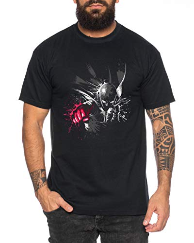 Saitama Fly Herren T-Shirt Punch one Anime Manga, Farbe:Schwarz, Größe:L von Tee Kiki