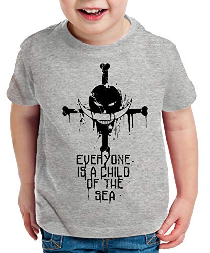 Sea Zorro One Manga Kinder Ruffy T-Shirt Anime Piece, Kinder T-Shirt Größe:152-164 (12-14 Jahre), Kinder Farben:Grau Meliert von Tee Kiki