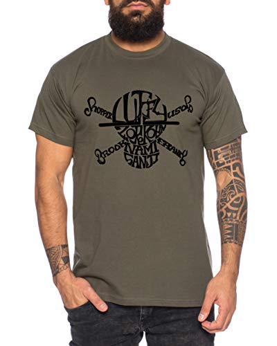 Skull Name Zorro One Manga Herren Ruffy T-Shirt Anime Piece, Größe:XXL, Farbe:Khaki von Tee Kiki