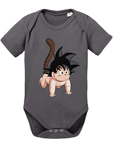 Son Baby Dragon Ball Strampler Bio Baumwolle Body Jungen & Mädchen 0-12 Monate, Größe:56/0-2 Monate, Farbe:Dunkel Grau von Tee Kiki