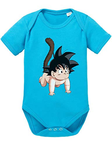 Son Baby Dragon Ball Strampler Bio Baumwolle Body Jungen & Mädchen 0-12 Monate, Größe:62/2-3 Monate, Farbe:Türkis von Tee Kiki