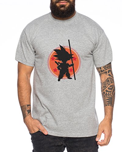 Son Ball Dragon Goku Herren T-Shirt, Farbe:Dunkelgrau Meliert;Größe:L von WhyKiki