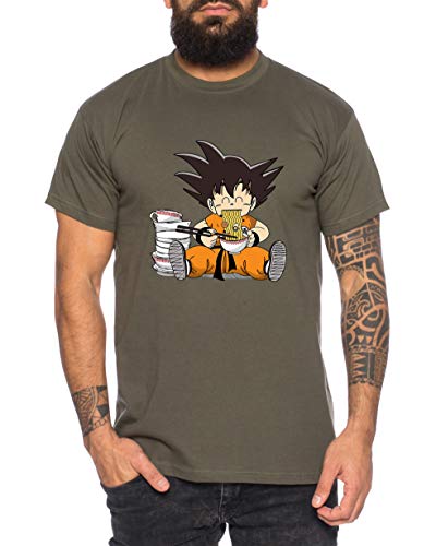 Son Eat - Herren T-Shirt Son Ruffy Luffy Naruto Saitama One Dragon Master Goku Ball Vegeta Turtle Roshi Piece Golds Db, Größe:M, Farbe:Khaki von Tee Kiki