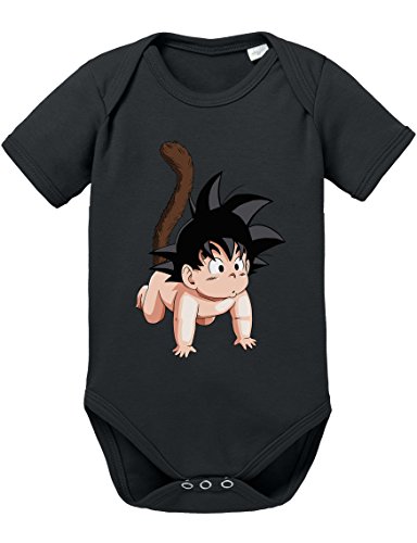 Son Goku Baby Strampler Body Dragon Master Son Ball Vegeta Turtle Roshi Db, Größe:80;Farbe:Schwarz von Tee Kiki