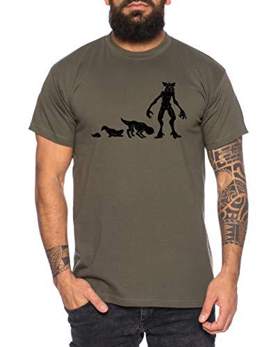 Stranger Demo Evolution - T-Shirt Damen Things Demogorgon Elfie Dustin Jane Hopper Upside Down tv blu-ray DVD, Größe:XL, Farbe:Khaki von Tee Kiki