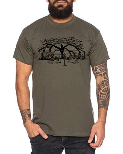 Stranger Demo - T-Shirt Damen Things Demogorgon Elfie Dustin Jane Hopper Upside Down tv blu-ray DVD, Größe:L, Farbe:Khaki von Tee Kiki