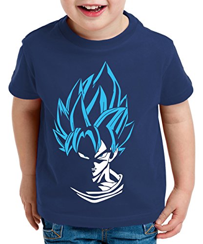 Super Son Kinder T-Shirt Goku Dragon Master Ball Vegeta Turtle Roshi Db, Farbe:Dunkelblau/Blau;Kinder T-Shirt Größe:122/128 von WhyKiki