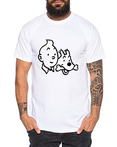 Tim Herren T-Shirt Cooles Struppi lustiges Fun Shirt, Größe:M, Farbe:Weiß von Tee Kiki