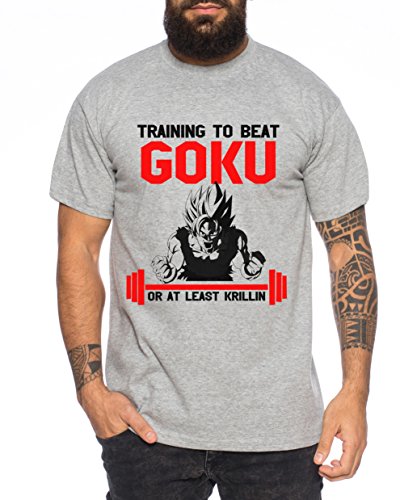 Train to Beat Goku Herren T-Shirt One Goku Dragon Master Son Ball Vegeta Turtle Roshi Piece Golds Db, Farbe:Dunkelgrau Meliert;Größe:XXL von WhyKiki