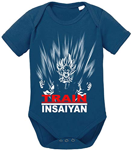 TrainINSC Goku Baby Dragon Son Ball Strampler Bio Baumwolle Body Jungen & Mädchen 0-12 Monate, Größe:80/10-12 Monate, Farbe:Dunkel Blau von Tee Kiki