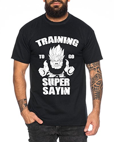 Training to go Super Saiyan Herren T-Shirt One Goku Dragon Master Son Ball Vegeta Turtle Roshi Piece Golds Db, Farbe:Schwarz;Größe:XXL von WhyKiki