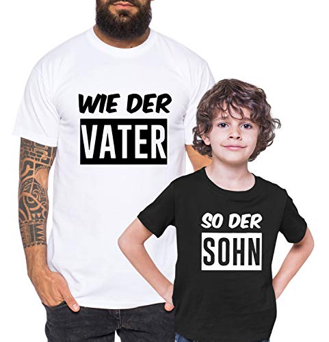 Wie der Vater so der Sohn - Partner - T-Shirt Papa Kind Baby Strampler Body Partnerlook, Größe:110-116, T-Shirts:Kinder T-Shirt Schwarz von Tee Kiki