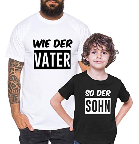 Wie der Vater so der Sohn - Partner - T-Shirt Papa Kind Baby Strampler Body Partnerlook, Größe:L, T-Shirts:Herren T-Shirt Weiß von Tee Kiki