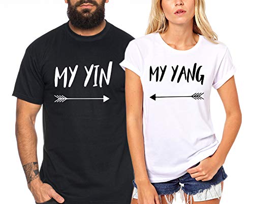 Yin Yang - Partner-T-Shirt Damen und Herren - 2 Stück - Couple-Shirt Geschenk Set für Verliebte - Partner-Geschenke - Bestes Geburtstagsgeschenk - Partnerlook von Tee Kiki