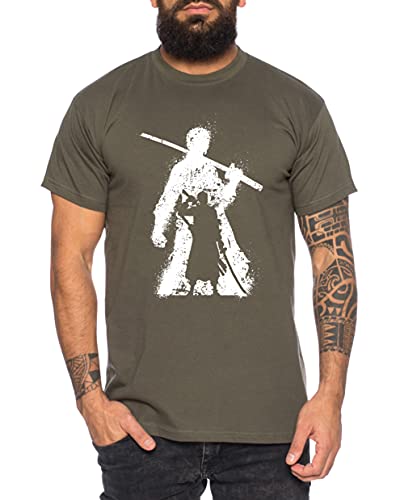 Zorro Bruch One Manga Herren Ruffy T-Shirt Anime Piece, Größe:L, Farbe:Khaki von Tee Kiki