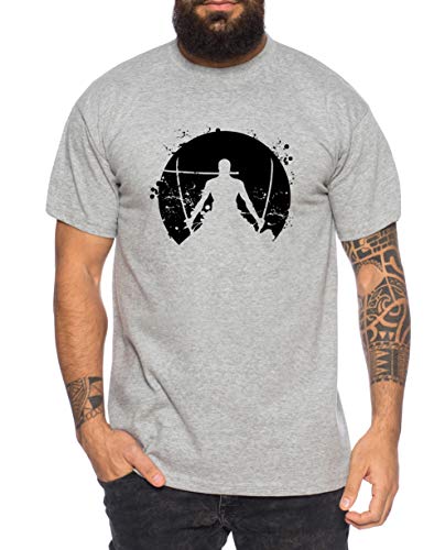 Zorro Moon One Manga Herren Ruffy T-Shirt Anime Piece, Farbe:Grau Meliert, Größe:XL Zorro Moon One Manga Herren Ruffy T-Shirt Anime Piece, Farbe:Grau Meliert, Größe:XL von Tee Kiki