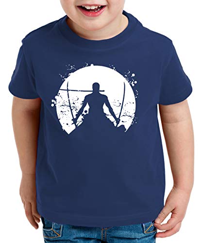 Zorro Moon One Manga Kinder Ruffy T-Shirt Anime Piece, Kinder T-Shirt Größe:134-146 (9-11 Jahre), Kinder Farben:Dunkel Blau von Tee Kiki