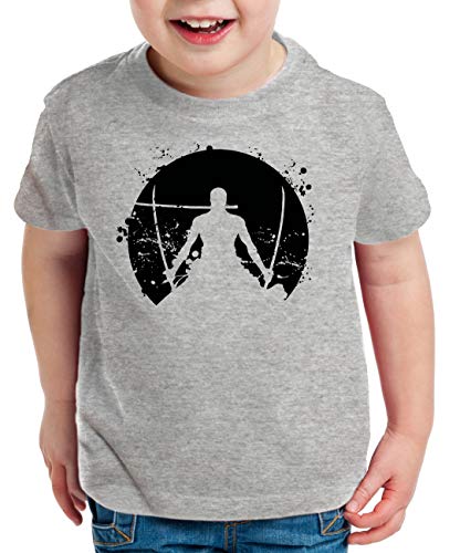 Zorro Moon One Manga Kinder Ruffy T-Shirt Anime Piece, Kinder T-Shirt Größe:134-146 (9-11 Jahre), Kinder Farben:Grau Meliert von Tee Kiki