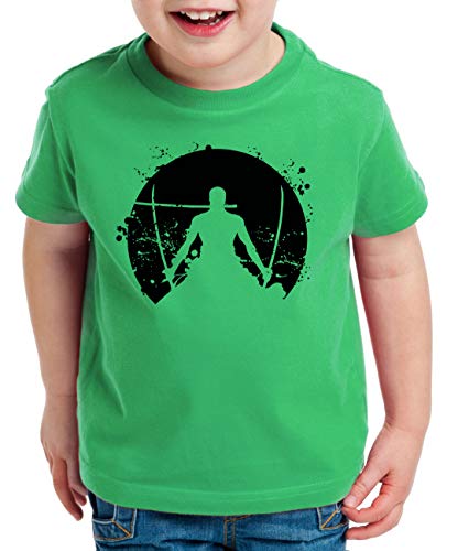 Zorro Moon One Manga Kinder Ruffy T-Shirt Anime Piece, Kinder T-Shirt Größe:134-146 (9-11 Jahre), Kinder Farben:Grün von Tee Kiki