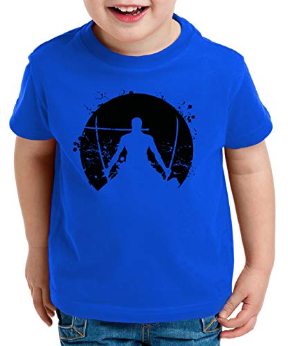 Zorro Moon One Manga Kinder Ruffy T-Shirt Anime Piece, Kinder T-Shirt Größe:134-146 (9-11 Jahre), Kinder Farben:Royal Blau von Tee Kiki