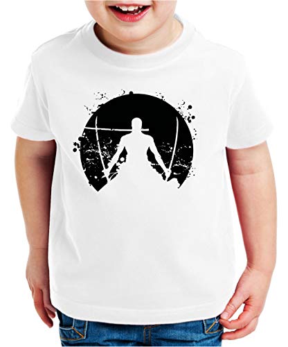 Zorro Moon One Manga Kinder Ruffy T-Shirt Anime Piece, Kinder T-Shirt Größe:134-146 (9-11 Jahre), Kinder Farben:Weiß von Tee Kiki